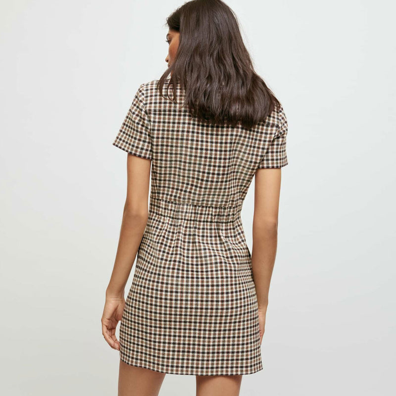 Plaid Mini Dress - Khaki – Luxedress